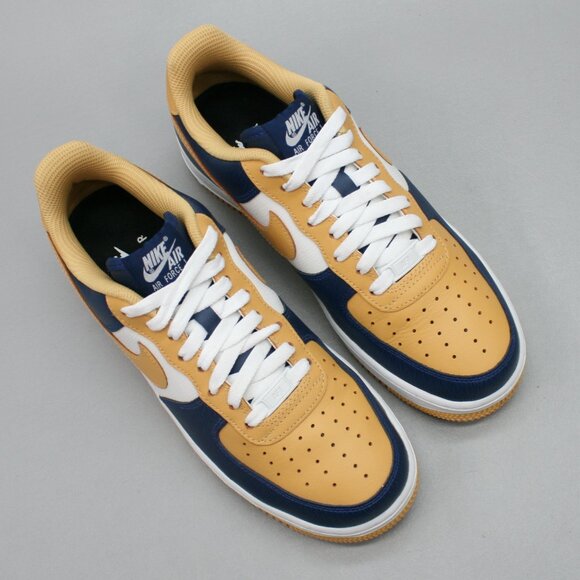 Nike Ladies 9.5 Air Force 1 AF1 Blue Gold/yellow White Shoes Sneakers AQ3778-994 - Picture 6 of 12